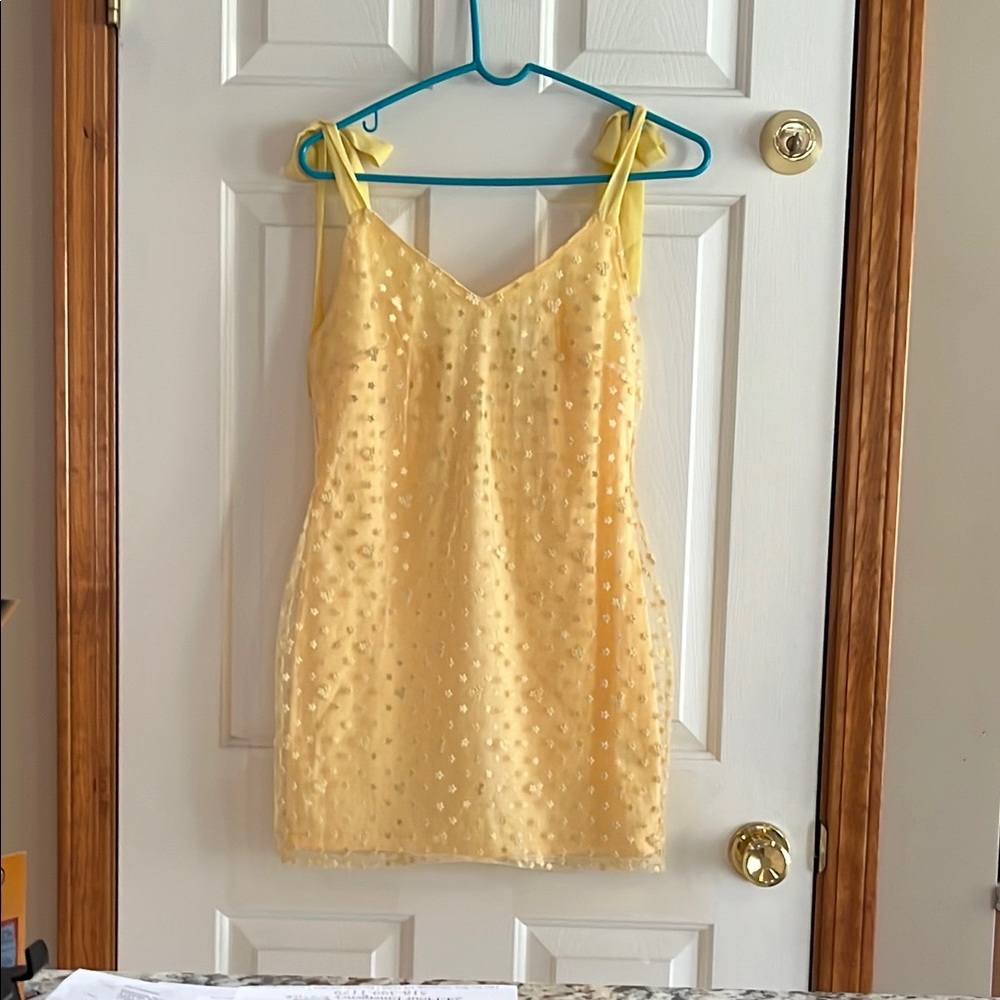 Blue Rain Yellow Dress